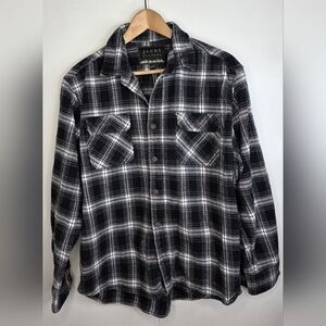 Jachs Men's Black and White Flannel Plaid Button Down Shirt. Xl